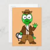 インディアナ・ジョーンズの格好をしたパラショロフォス。 ポストカード (正面/裏面)