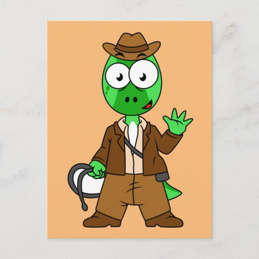 インディアナ・ジョーンズの格好をしたパラショロフォス。 ポストカード (正面)