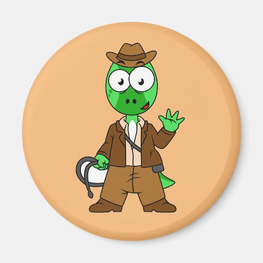 インディアナ・ジョーンズの格好をしたパラショロフォス。 マグネット (正面)