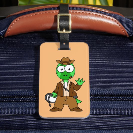 インディアナ・ジョーンズの格好をしたパラショロフォス。 ラゲッジタグ (正面インサイチュ2)