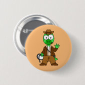 インディアナ・ジョーンズの格好をしたパラショロフォス。 缶バッジ (正面&裏面)