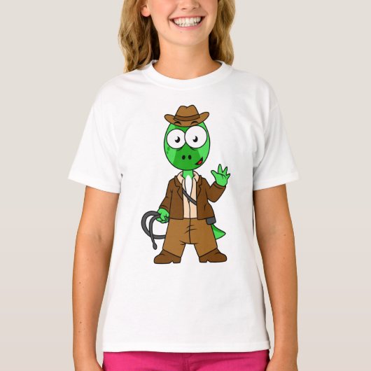 インディアナ・ジョーンズの格好をしたパラショロフォス。 Tシャツ (正面)