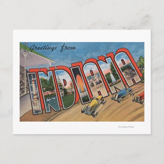 インディアナ(レーサー)ラージレターのシーンIndiana ポストカード (正面)