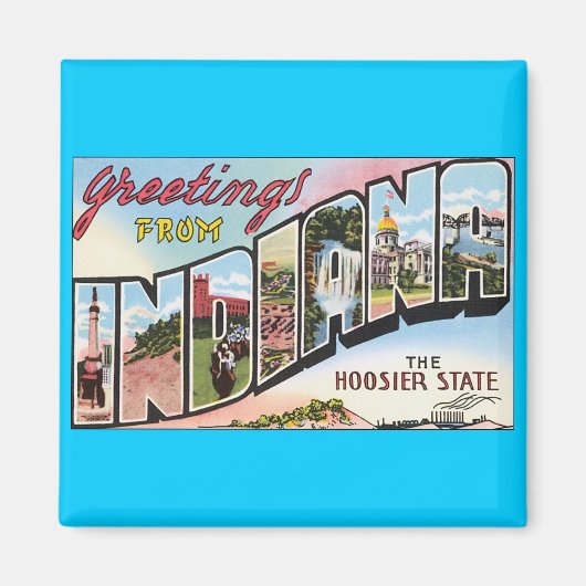 インディアナ – ヴィンテージポストカードデザイン マグネット (正面)