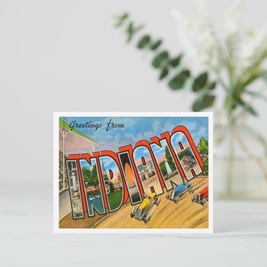 インディアナ・ヴィンテージ・トラベルからの挨拶 ポストカード (スタンド正面)