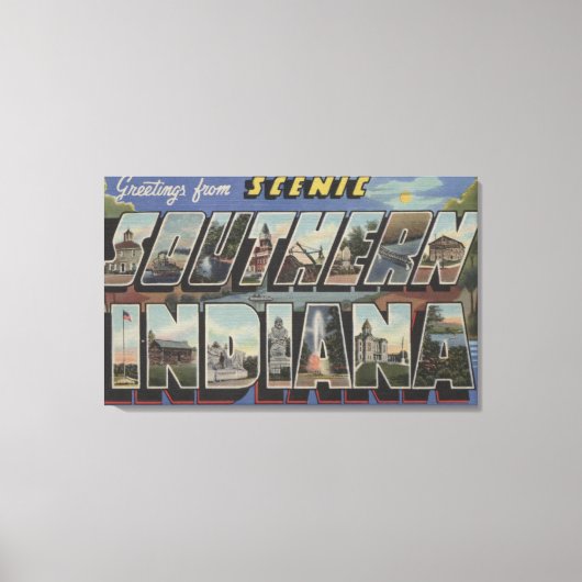 インディアナ（南部） – ラージ・レター・シーン キャンバスプリント (正面)