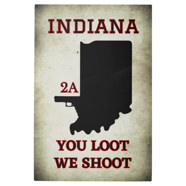 インディアナ：第2修正版のメタルサインを守る メタルプリント (正面)