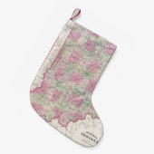 インディアナ(1864年)のヴィンテージの地図 スモールクリスマスストッキング (正面 (吊り時))