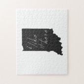 インディアナI好きHere州シルエットブラック ジグソーパズル (縦)