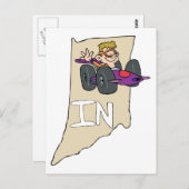 インディアナINマップとイおもしろいンディ・レースカーの漫画 ポストカード (正面/裏面)