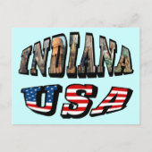 インディアナUSA国旗と州フォト文字 ポストカード (正面)