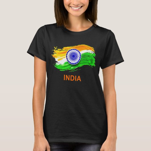 インディアバラトインディアン国旗 Tシャツ (正面)