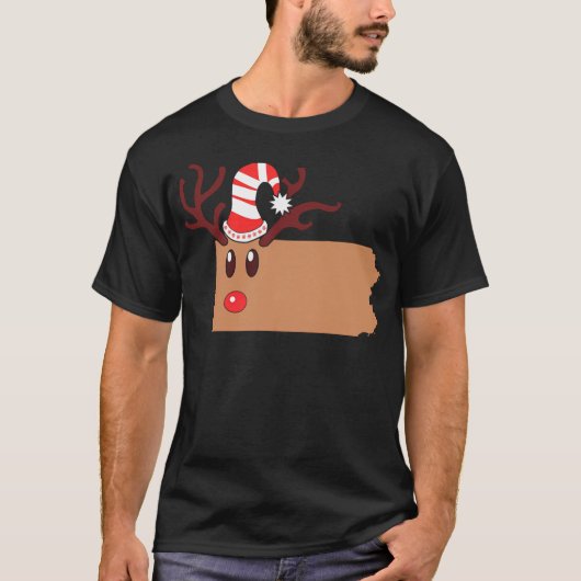 インディアペンシルバニアサンタトインデア〔雄ジカの〕枝角 Tシャツ (正面)