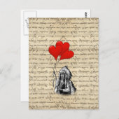 インディアンおもしろいのチーフとハート風船 ポストカード (正面/裏面)