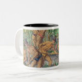 インディアンが流れから金ゴールドをいかに集めるか ツートーンマグカップ (正面左)