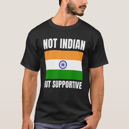 インディアンではなく支援インド国旗のサポート Tシャツ (正面)