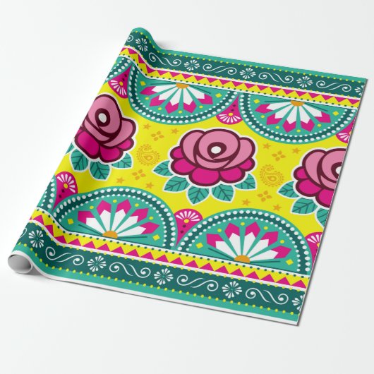 インディアンとパキスタンのトラックの芸術シームレスな長い水平 ラッピングペーパー (アンロールド)