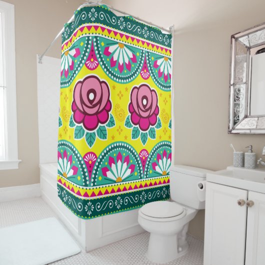 インディアンとパキスタンのトラックアートのシームレスな縦横 シャワーカーテン (インサイチュ)