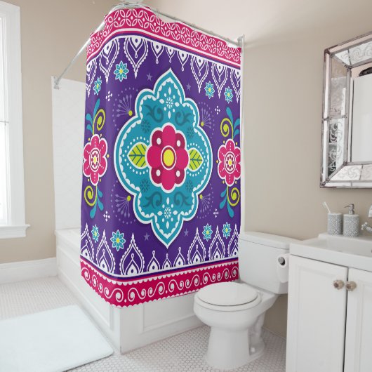 インディアンとパキスタンのトラックアートのシームレスパターンde シャワーカーテン (インサイチュ)