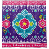 インディアンとパキスタンのトラックアートのシームレスパターンde シャワーカーテン (正面)