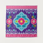 インディアンとパキスタンのトラックアートのシームレスパターンde タペストリー (正面)