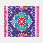 インディアンとパキスタンのトラックアートのシームレスパターンde フリースブランケット (正面(横))