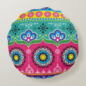 インディアンとパキスタンのトラックアートデザイン、ジングルトラック ラウンドクッション (裏面)