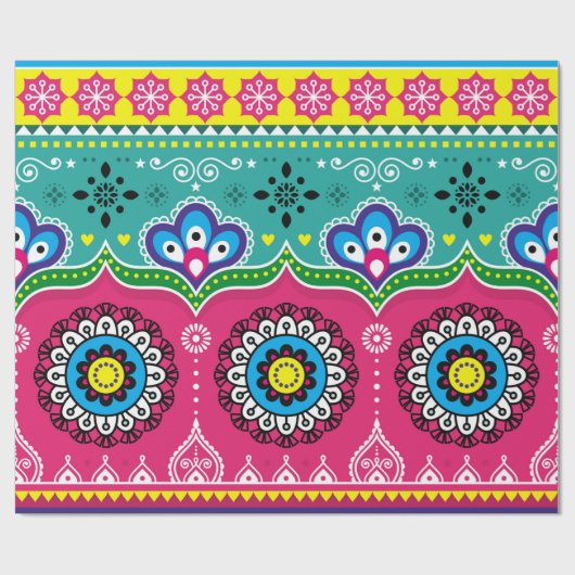 インディアンとパキスタンのトラックアートデザイン、Jingle truc ラッピングペーパー (フラット)