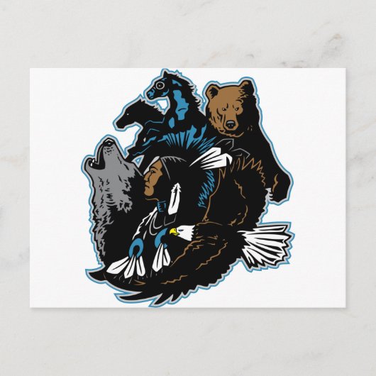 インディアンと動物 ポストカード (正面)