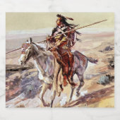 "インディアンと槍"チャールズラッセルによるカウボーイアート ビールラベル (シングルラベル)