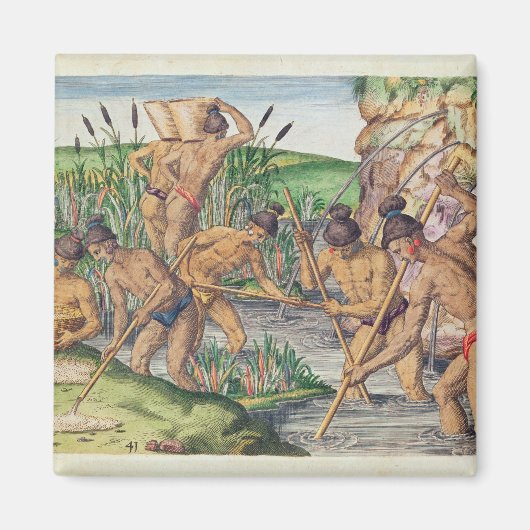 インディアンによるストリームからの金ゴールドの収集方法 マグネット (正面)