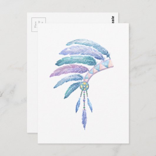 インディアンのアドレス(水色) ポストカード (正面/裏面)