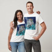 インディアンのドリームキャッチャーとエスニックの部族の頭の狼 Tシャツ (ユニセックス)