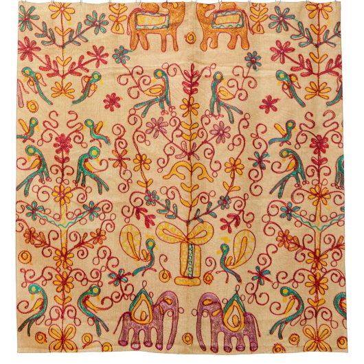 インディアンのパターン生地インド，ファブリック，インド，コーン シャワーカーテン (正面)