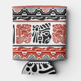 インディアンのモチーフ、黒い赤、シームレスなパターン。 缶クーラー