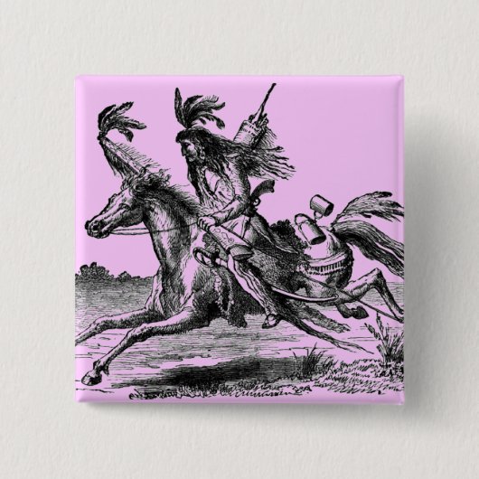 インディアンの乗馬ボタン 缶バッジ (正面)