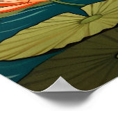 インディアンの女性の池の蓮の花に囲まれて ポスター (角)