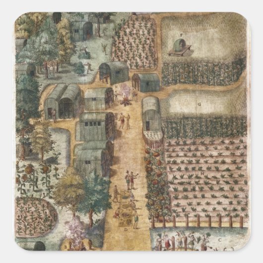 インディアンの村Secoton, c.1570-80 スクエアシール (正面)