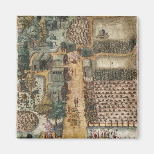 インディアンの村Secoton, c.1570-80 マグネット (正面)