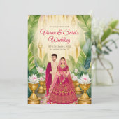 インディアンの結婚カードデジタルヒンズー式結婚式の招待 招待状 (スタンド正面)