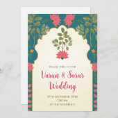 インディアンの結婚カードデジタルヒンズー招待状 招待状 (正面/裏面)