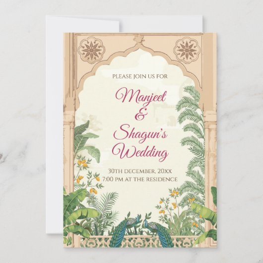 インディアンの結婚式の招結婚待&ヒンズーのカード 招待状 (正面)