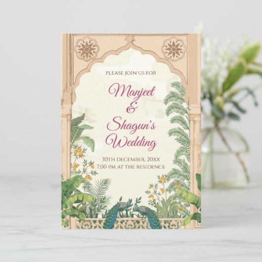 インディアンの結婚式の招結婚待&ヒンズーのカード 招待状 (スタンド正面)