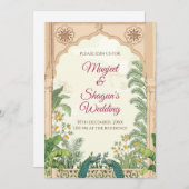 インディアンの結婚式の招結婚待&ヒンズーのカード 招待状 (正面/裏面)