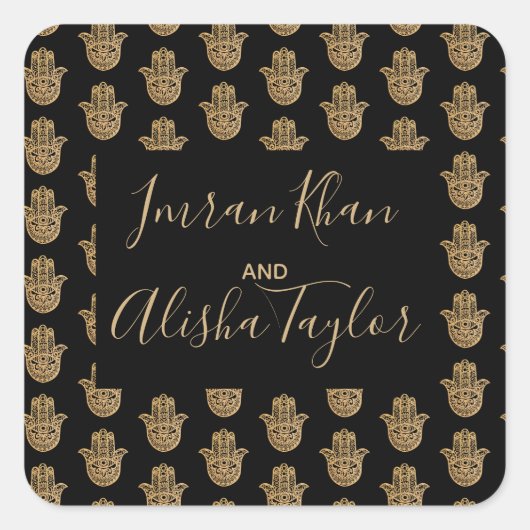 インディアンの結婚金ゴールドハムザ・ヘナ発表 スクエアシール (正面)