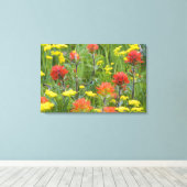 インディアンの絵筆とビスケートルワイルドフラワー キャンバスプリント (インサイチュ (ウッドフロア))