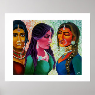 インディアンの美しいブライドプリント ポスター