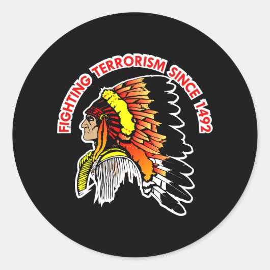 インディアンの酋長の戦いのテロリズムの黒 ラウンドシール (正面)