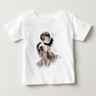 インディアンの酋長-オオカミ-月-くま-ワシ ベビーTシャツ