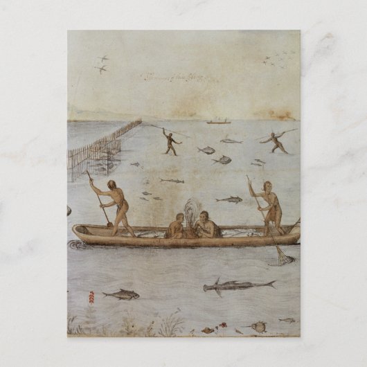 インディアンの釣り ポストカード (正面)